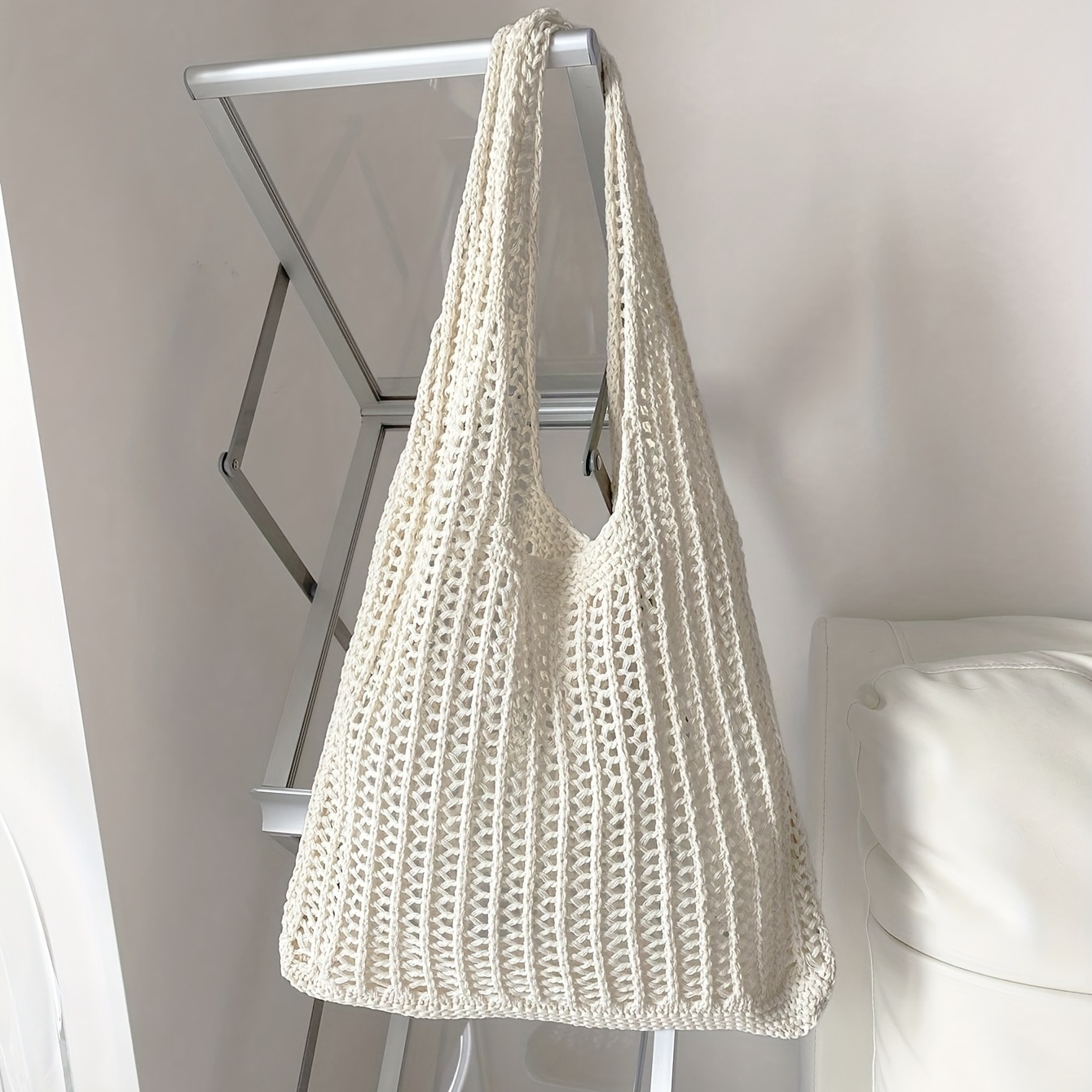 Heart Knit Women's Bag Knitted Eco Bag Korean Fashion Shopping Y2K Crochet  Rope Shoulder Bag Female Knitting Handbag Tote Bags