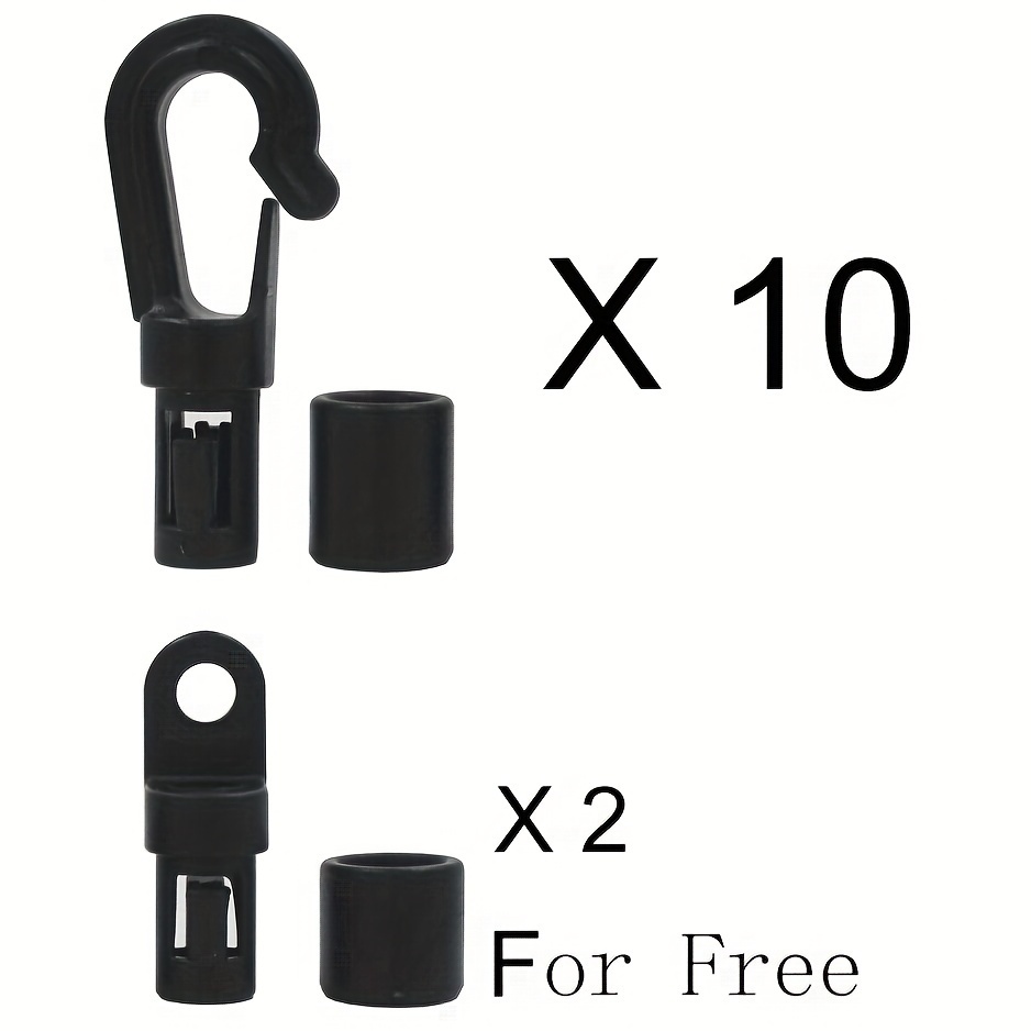20 Pcs Bungee Shock Cord Hook for 1/4 inch Cord Rope Terminal Ends Tabbed S Open Cord Hooks End with Straight Hooks for Kayaks
