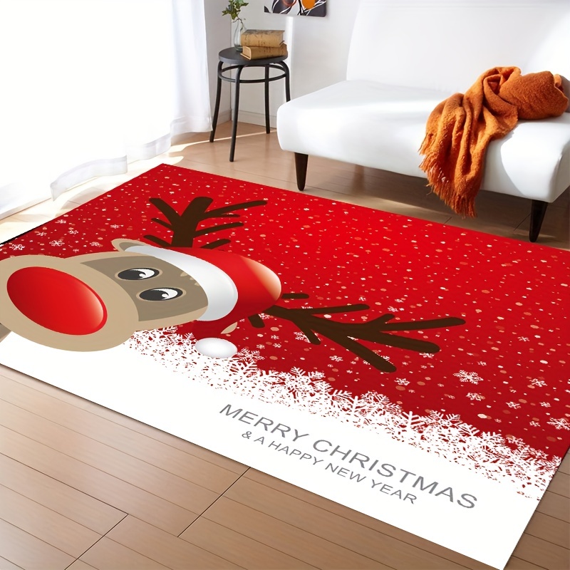 Winter Xmas Decorative Rug Rustic Moose Deer Pattern Floor - Temu