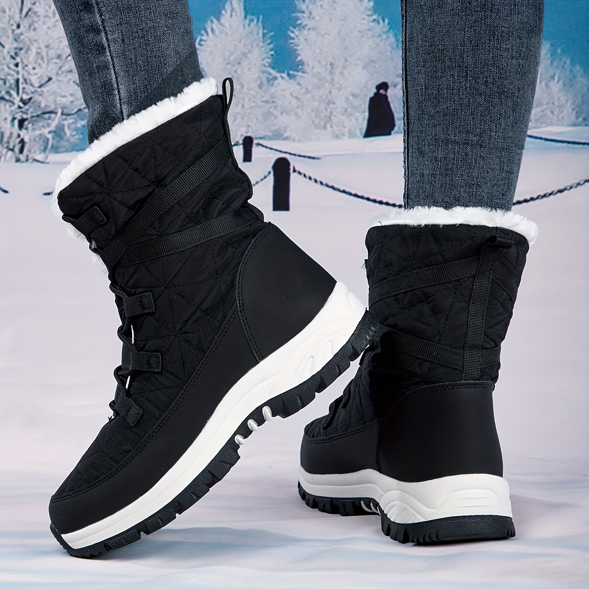 Women's Ankle Boots Winter Thermal Insulated Slip Snow Boots - Temu