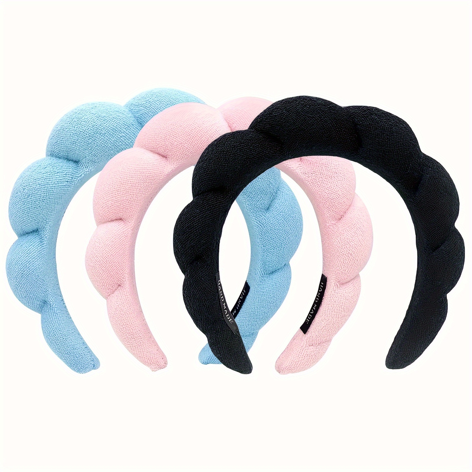 Spa Headband for Women,Sponge Terry Cloth Fabric Head Band,Soft&Non Slip  Hair Band for Washing Face,Makeup,Skincare,Shower,Hair Accessories（Blue）