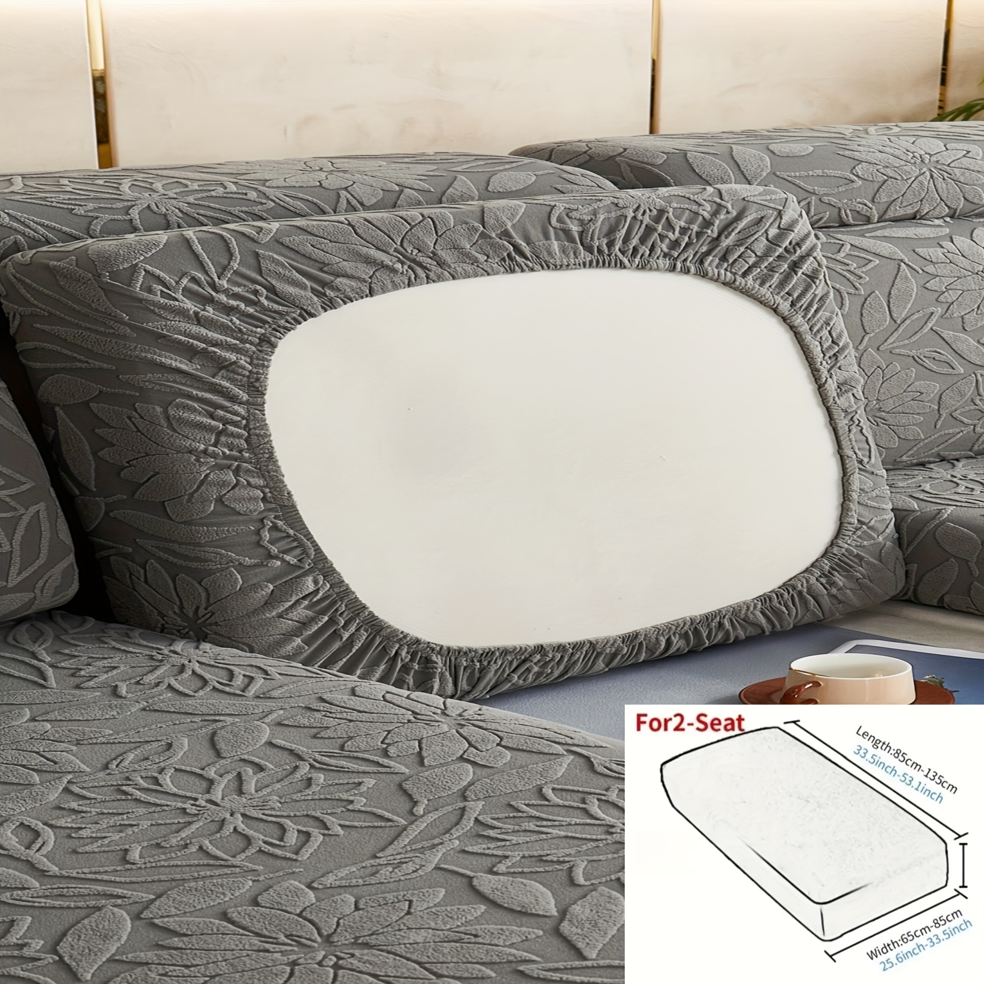 1pc Jacquard Sofa Slipcover, Non-slip Sofa Cover, Solid Color Stretch Couch Cover Furniture Protector For Bedroom Office Living Room Home Decor