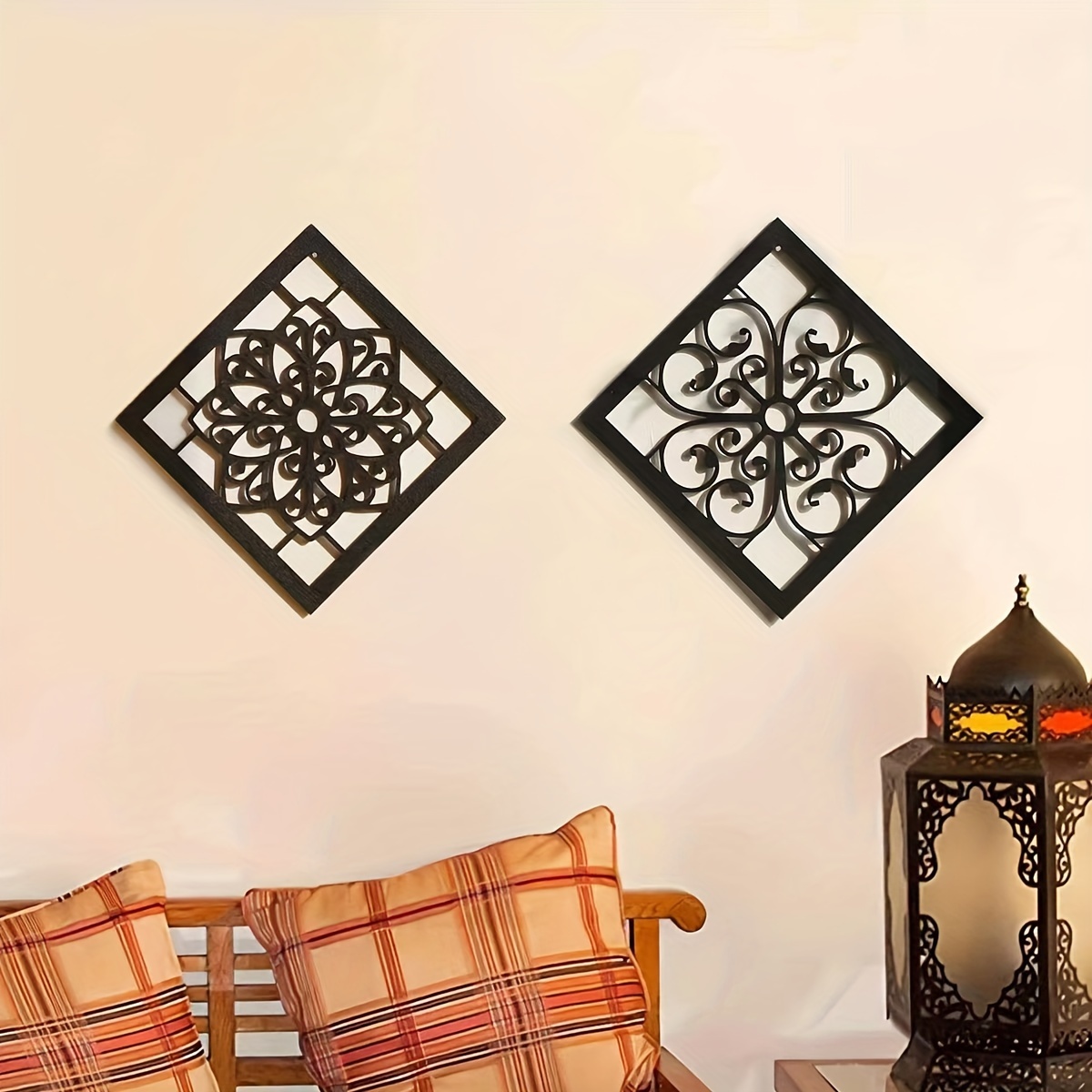 Square Vivid Window Flower Pattern Wood Wall Decor,modern