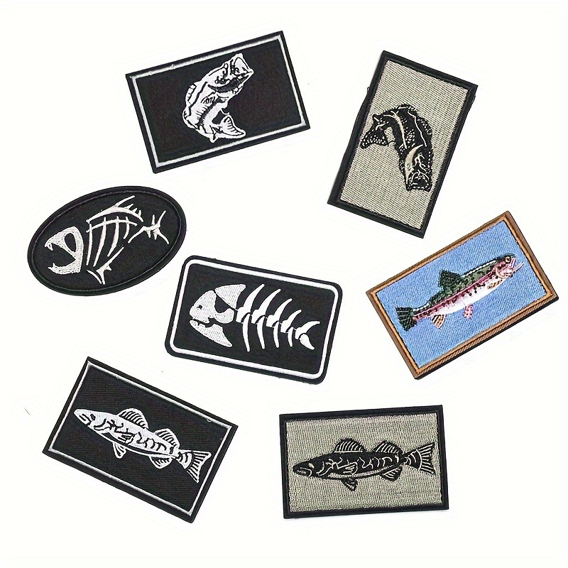 Fish Skull Fashion Embroidery Patch Men Rectangular Tactical - Temu