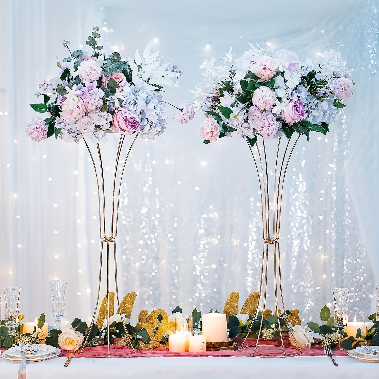 Vase à fleurs en métal doré ajouré, centre de table de mariage, support à  fleurs, accessoires