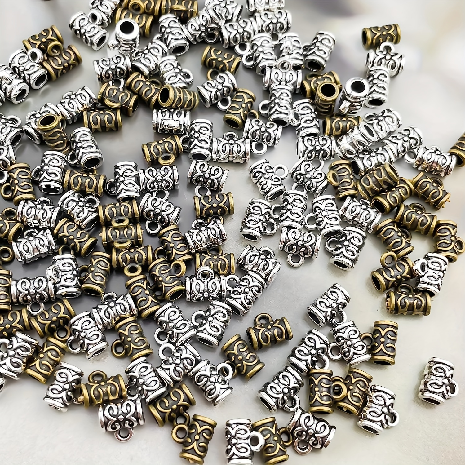 Vintage Alloy Hanger Charms Bail Tube Loop Spacer Beads - Temu