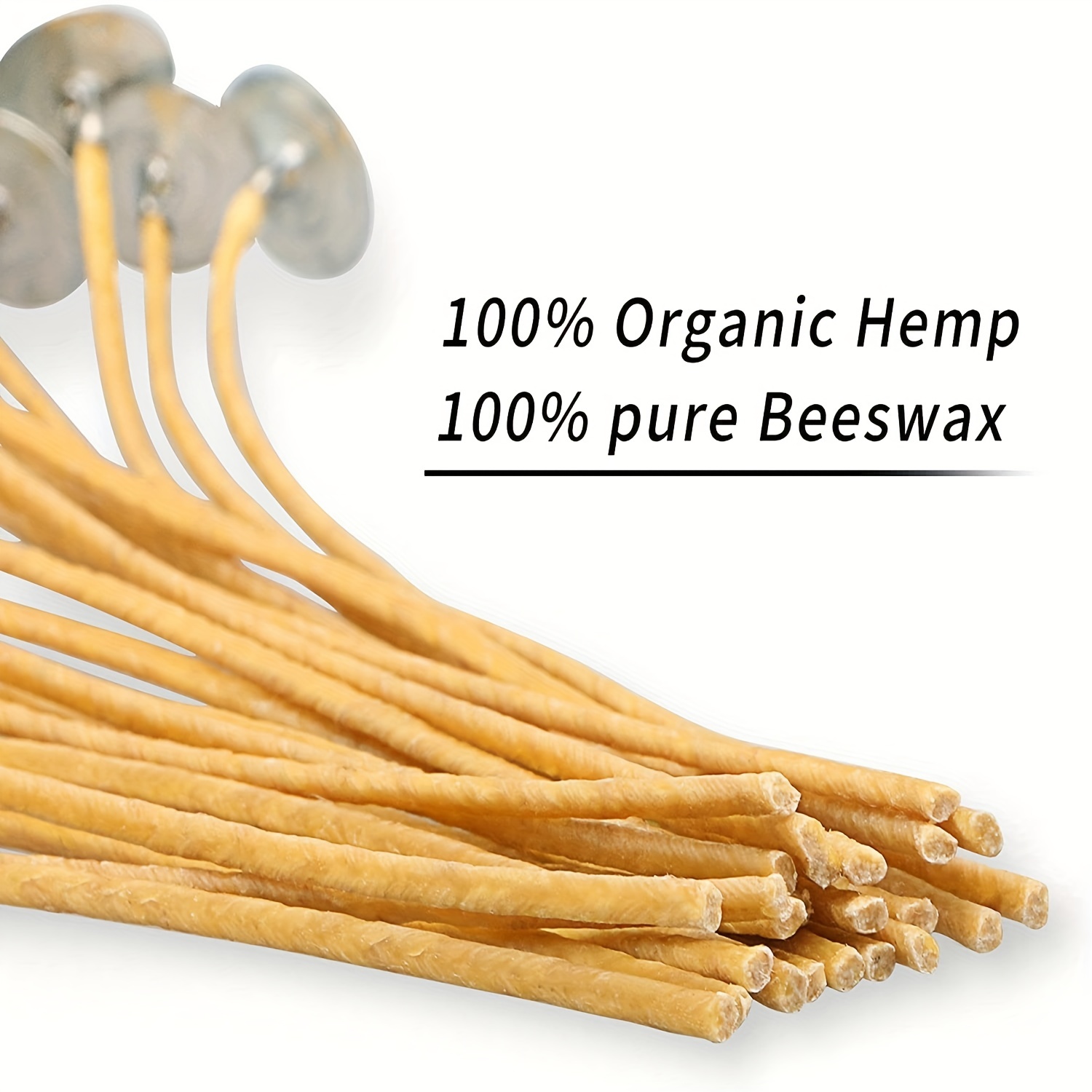 100pcs/6in Beeswax Candle Wicks,Hemp Candle Wick,Slow Burning Candle  Wick,Pre-Waxed Hemp Wick for Candle Making(2mm Diameter)