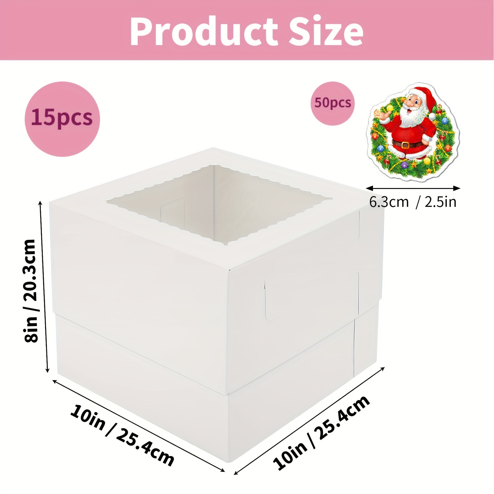 Set 12 scatole bianche per torta 40x40x15 cm