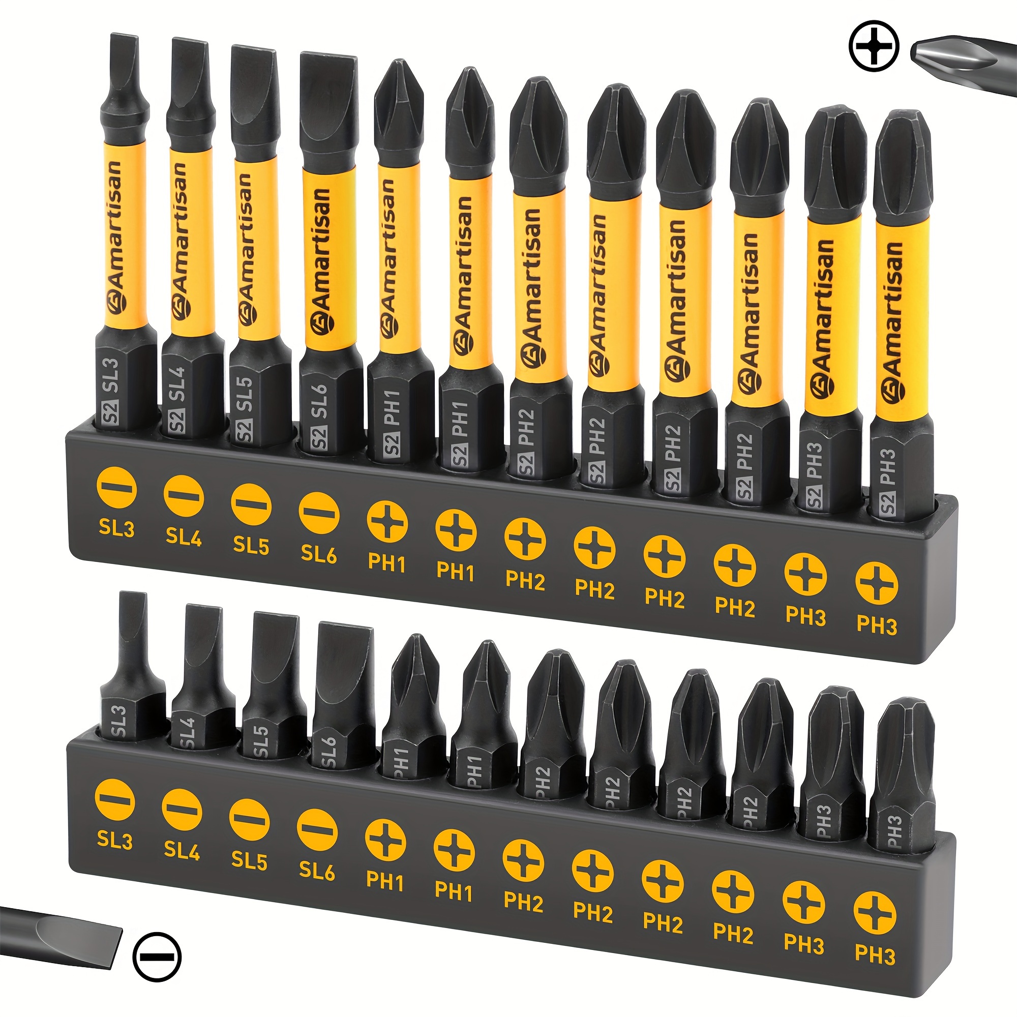 

24pcs Screwdriver Drill Bit S2 Alloy Tool Steel, Slotted And Cross Screwdriver Set, Drill Bit Length 1 "and 2.3