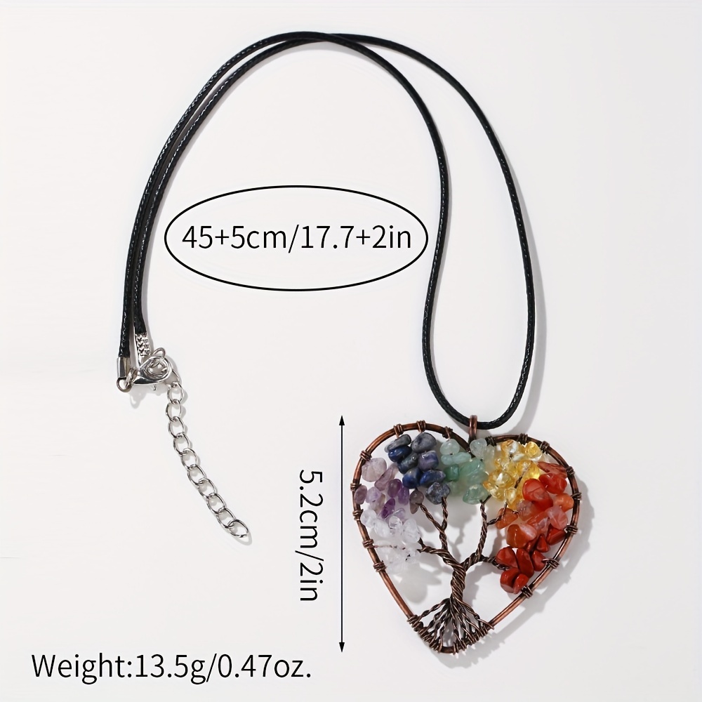 50MM Natural Crystal Stone Pendant Tree Shape Copper Frame Necklace Gift