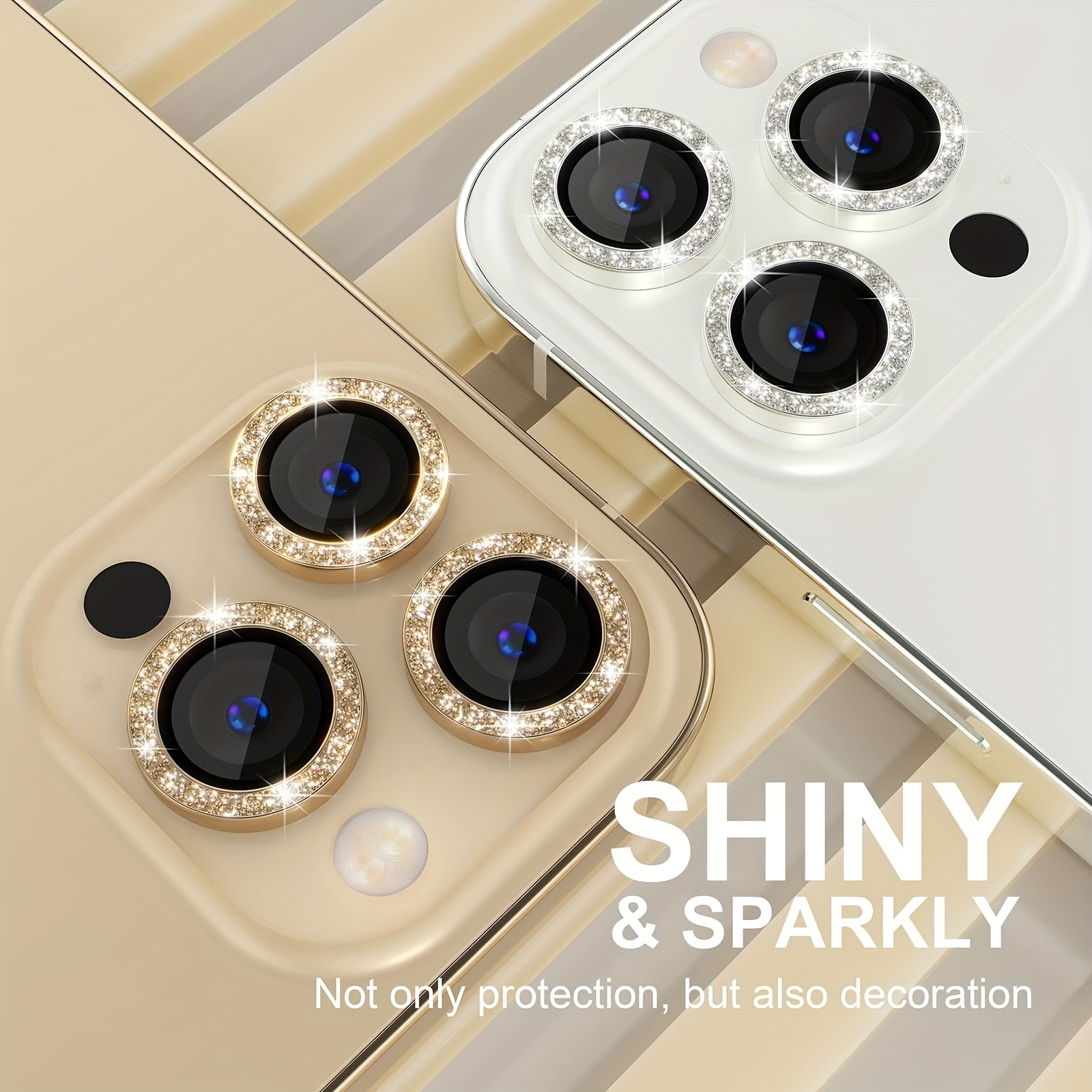 Protecteur d'objectif de caméra pour iphone 13 Pro Max 6.7 iphone 13 Pro  6.1 - Verre trempé Bling Film de protection Full Cover Glitter Accessoires  pour femmes, pour