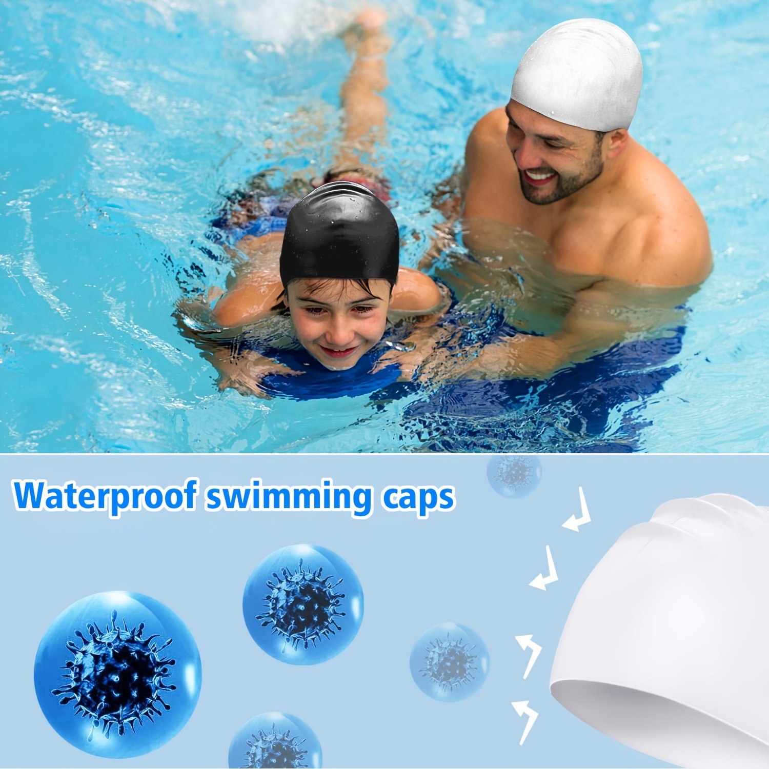 Qiilu Swim Pool Hat, 1Pc Stretchy Swim Hat, Adult Children Unisex Long  Hair/Ear Protection Swimming Diving Outdoor Fun For Swimming Pool 