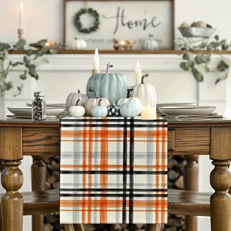 Black and White Plaid Buffalo Check Table Runner Gingham Country Kitchen  Decor