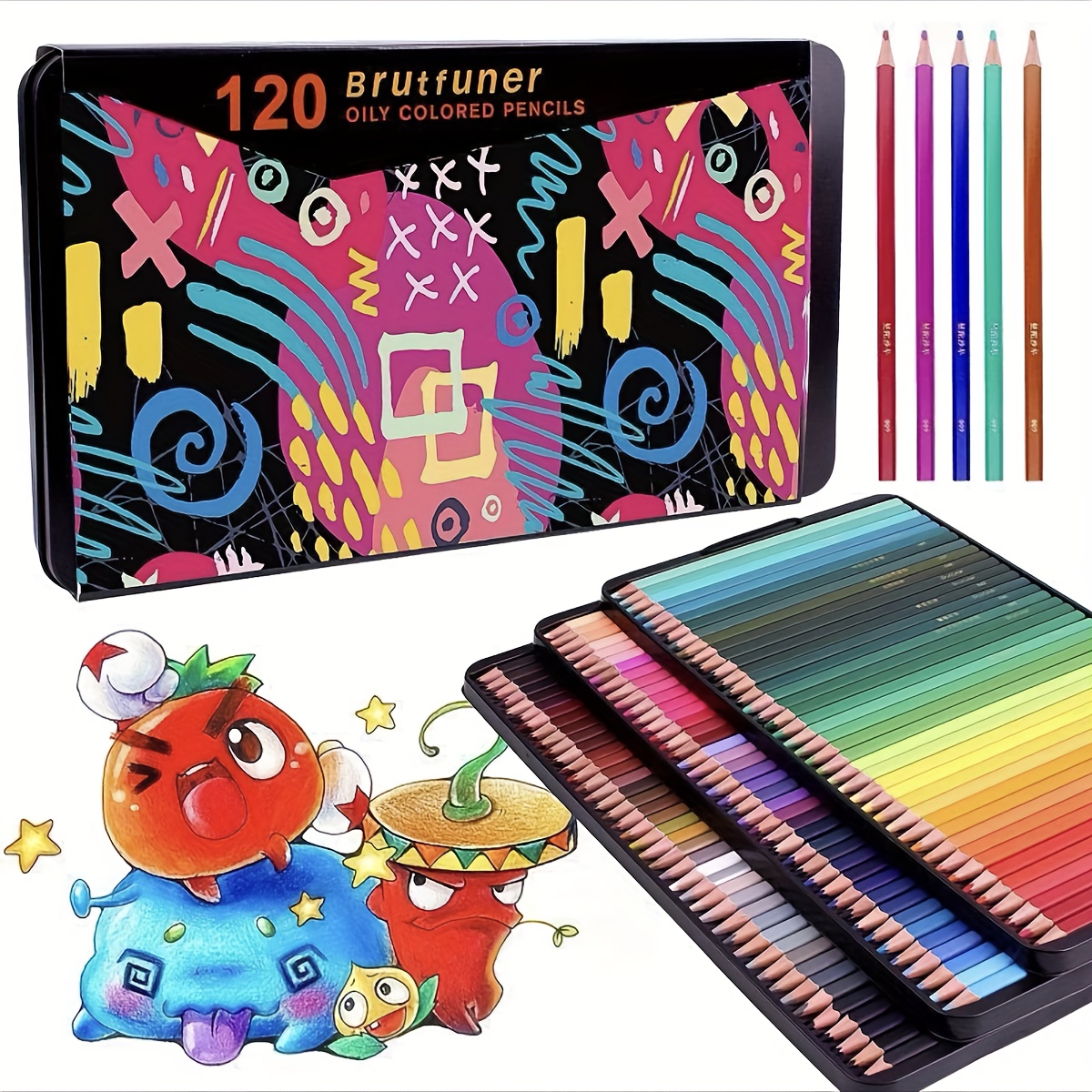 Pre-Sharpened Colored Pencils Set of 120 in Tin Box for Kids and Adults
