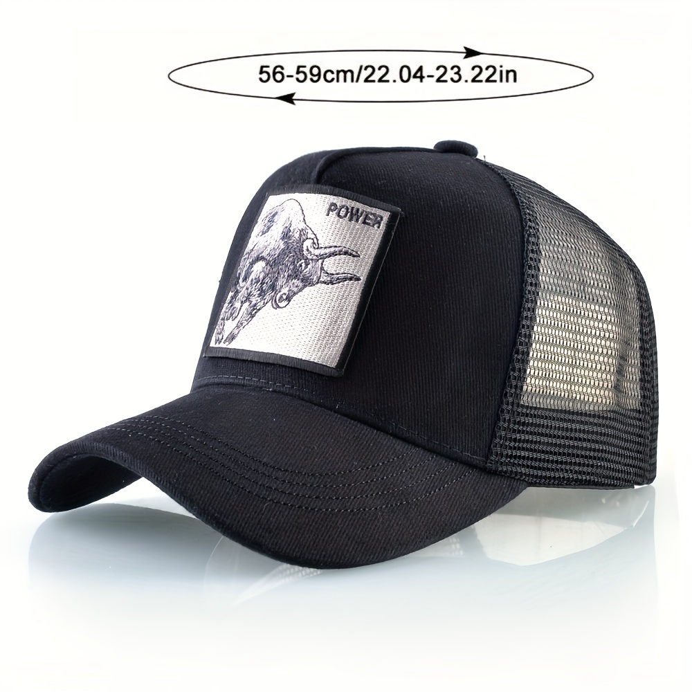 Animal Baseball Embroidered Bull Black Hat Breathable Mens Outdoor Sports  Sun Hat Ideal Choice For Gifts, Don't Miss These Great Deals