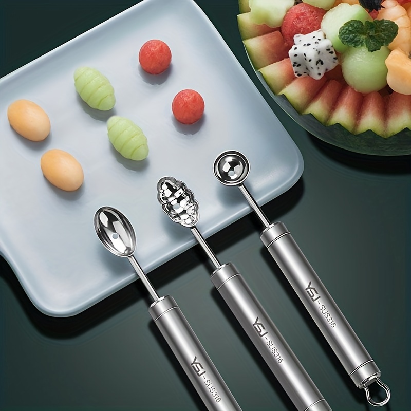 1pc Stainless Steel Melon Scoop, Modern Double Head Melon Baller For  Kitchen