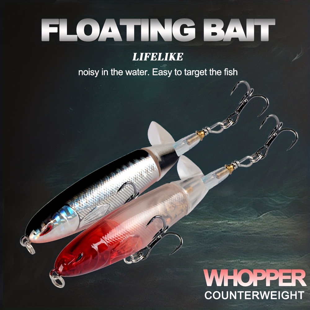8pcs 3.94inch/0.48oz Topwater Fishing Popper, Artificial Hard Bat With  Treble Hooks And Rotating Tail, Fishing Tackle