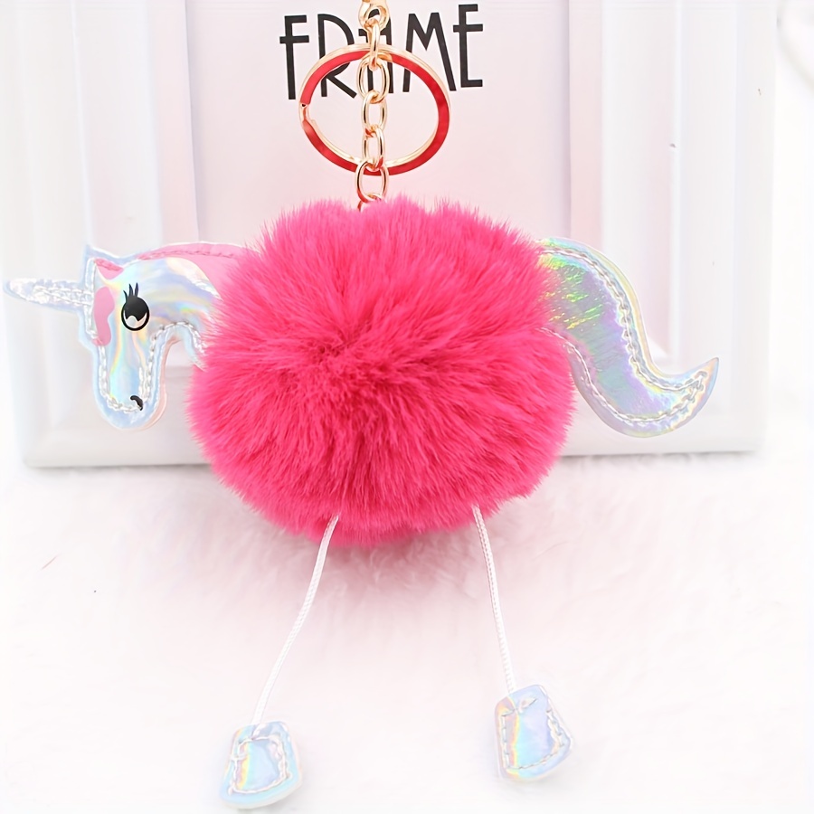 Unicorn & Pom Pom Keychain Keychain Cute Animal Key Ring Plush Purse  Handbag Car Charm Phone Pendant, Gift For Mother's Day - Temu Israel