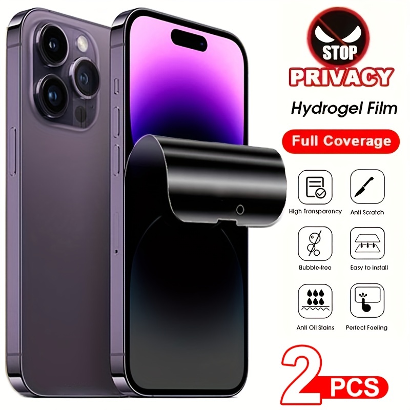 2 Unidades De Película Protetora De Hidrogel Anti-peep De Privacidade Para  IPhone 14 13 12