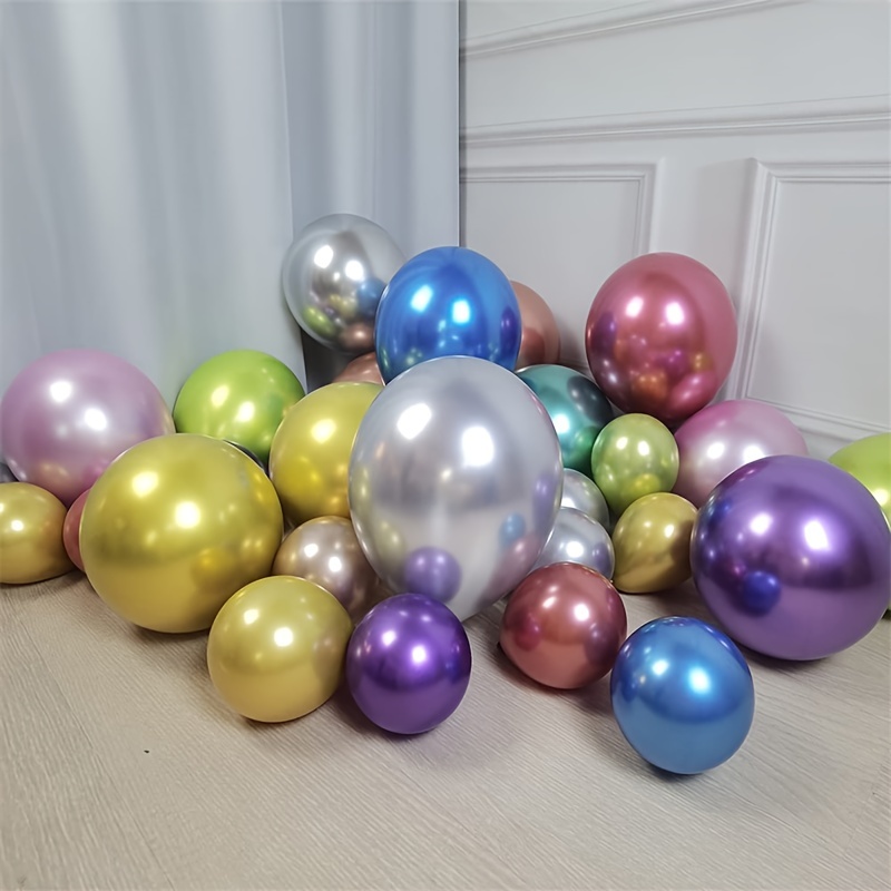 Globos metálicos cromados dorados de 5 pulgadas, globos de helio de látex  grueso, arco dorado, 50 unidades para decoración de fiestas de cumpleaños