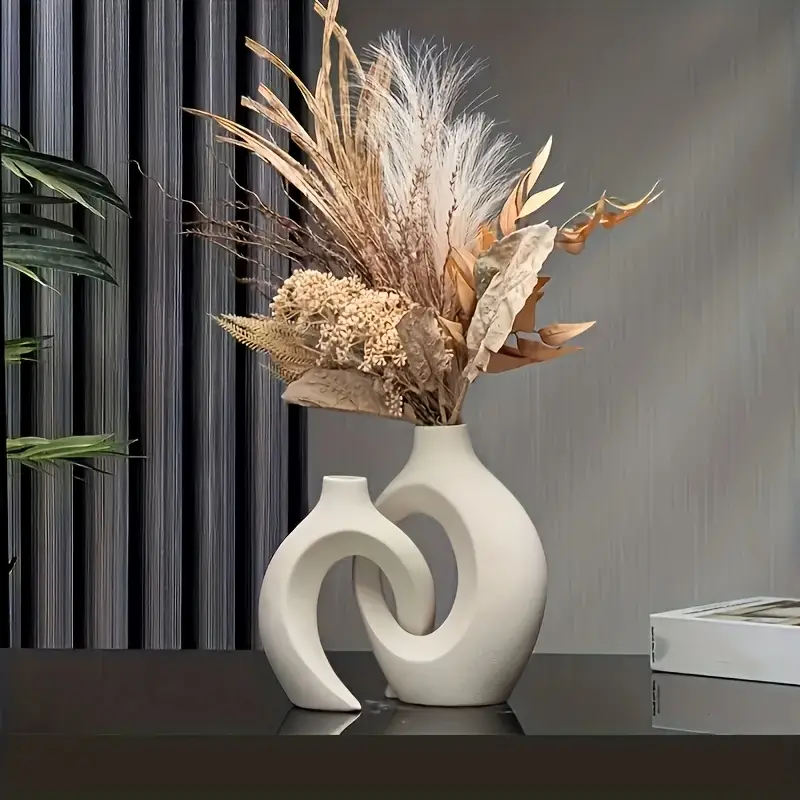2 Pezzi Vaso In Ceramica Cavo Centrotavola Moderno Bianco - Temu Italy