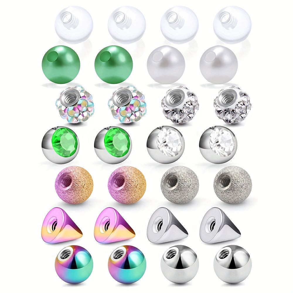 Piercing Replacement Balls Pack Stainless Steel And Acrylic - Temu