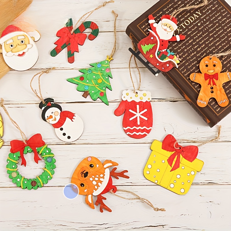 Wooden Christmas Ornaments Paint Diy Blank Wood Ornaments - Temu