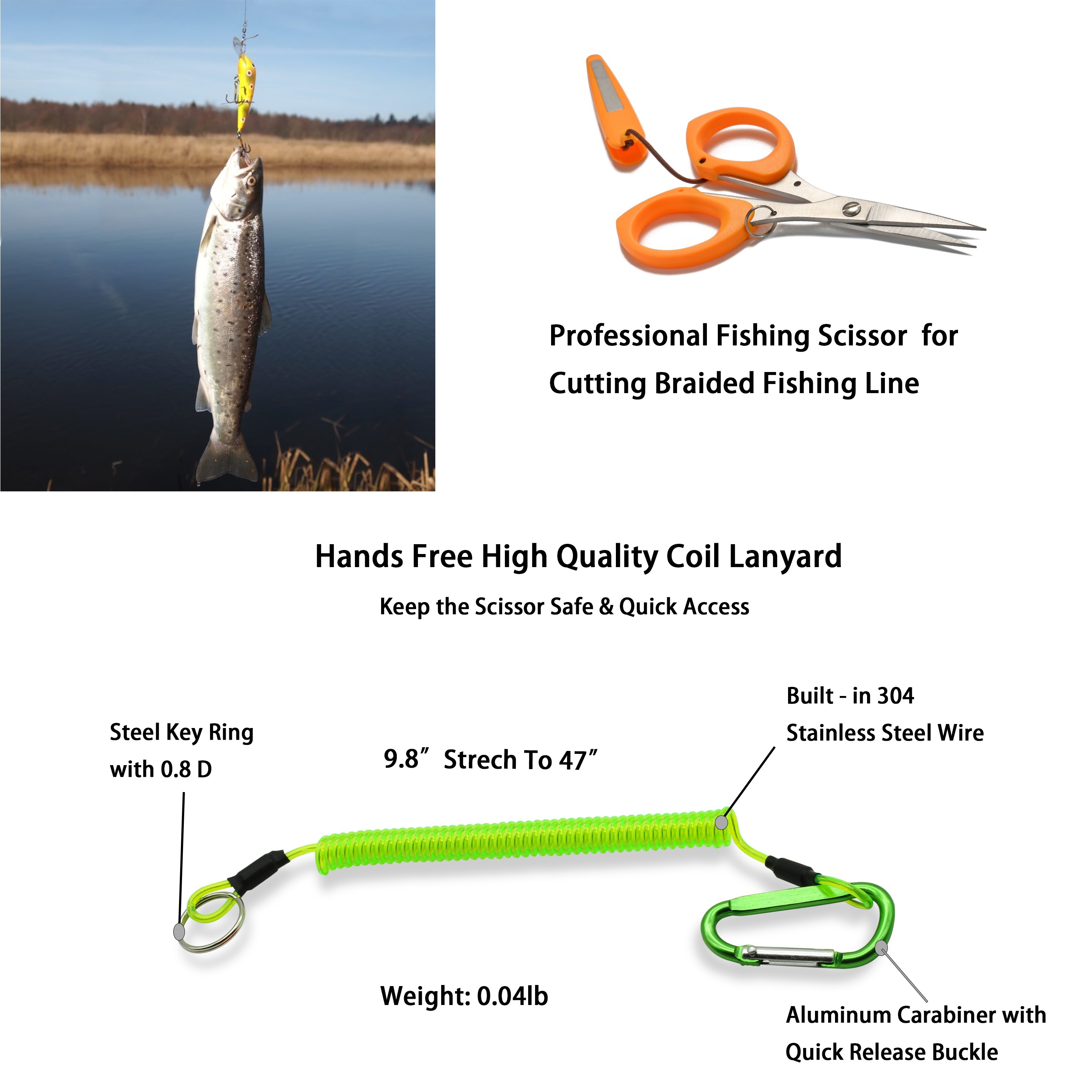 1pc Stainless Steel Fishing Scissor For Braided Line Cutting, With Hook  Sharpener Safety Cover, Lanyard, Fishing Tackle Accessories