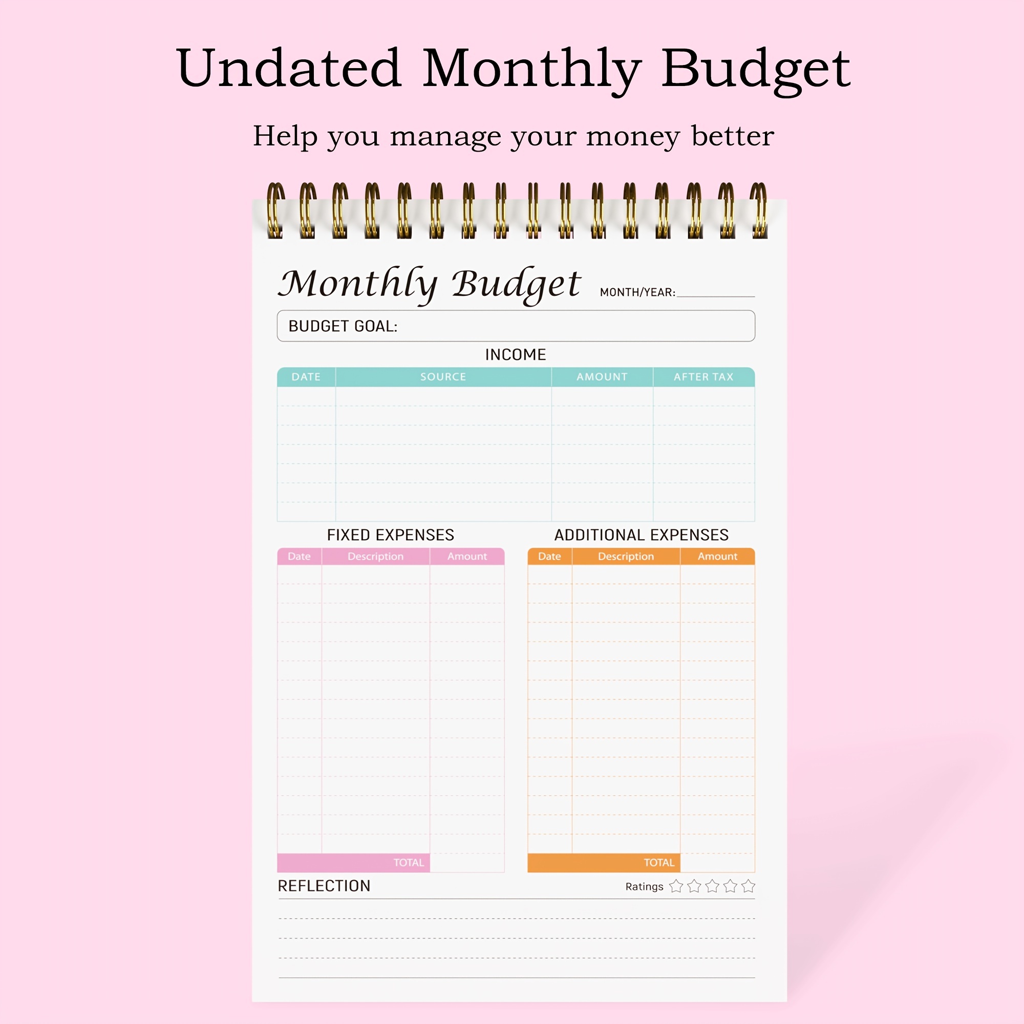 Kore Studio Budget Planner: Get Your Finances Organized & Managed  Effectively - A5 Undated Notebook, 100gsm Paper