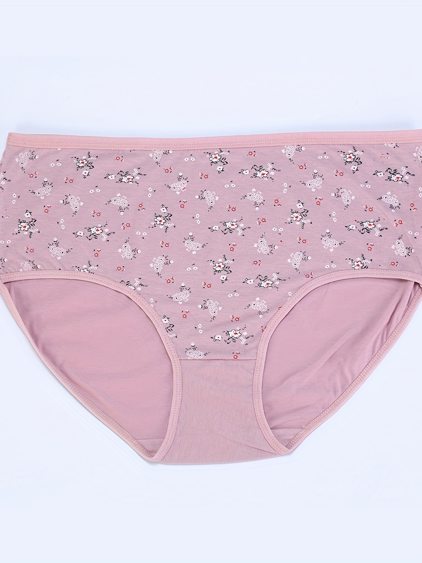 Dropship 4 Pack Plus Size Floral Print Contrast Lace Panties; Women's Plus  High Waist Breathable Elegant Panties 4pcs to Sell Online at a Lower Price