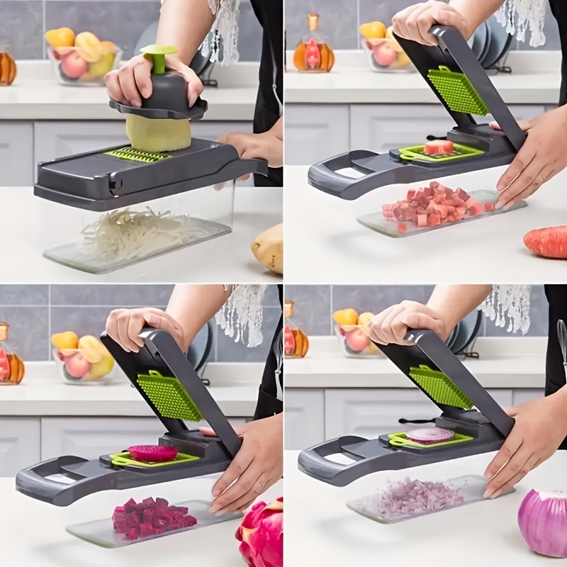 14pcs/set Multi-function Kitchen Vegetable Cutter, Including Cube Slicer,  Shredder For Potatoes Cucumbers Etc.