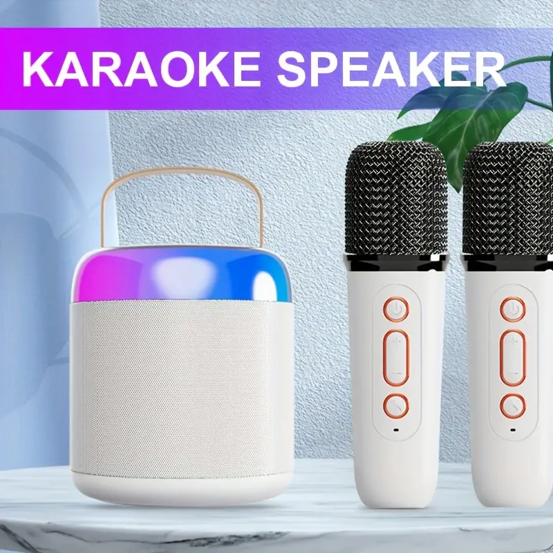 Machine De Karaoké Y2, Haut-parleur Portable Avec 2 Microphones,  Haut-parleur D'éclairage LED, Adapté