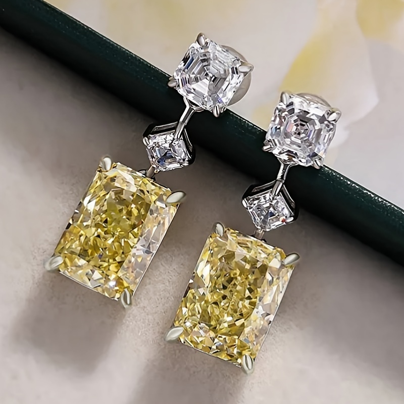 Image of Women's Engagement Banquet Wearing Elegant Yellow Synthetic Pendant Earrings Daily Casual Fashion Accessories Jewelry
