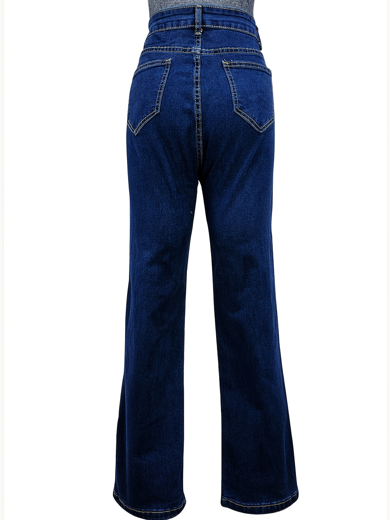  Pantalones de cintura alta para mujer, jeans de pierna ancha,  rectos, holgados, vintage, Y2K, E-Girl Streetwear, A- azul oscuro : Ropa,  Zapatos y Joyería
