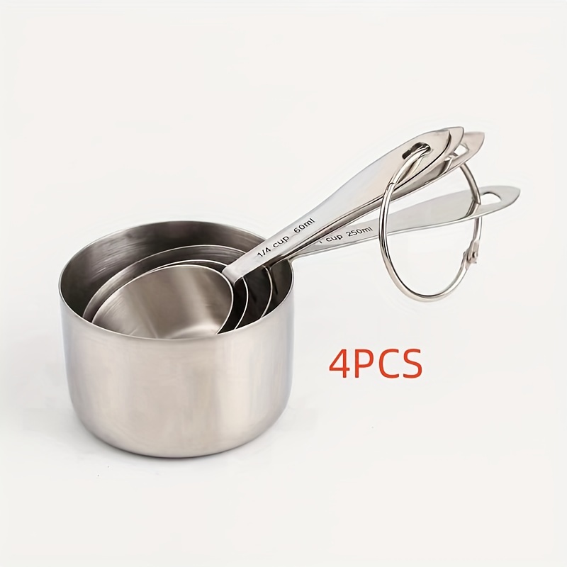 4pcs/set Stainless Steel Liquid/Dry Measuring Cups Set Metal