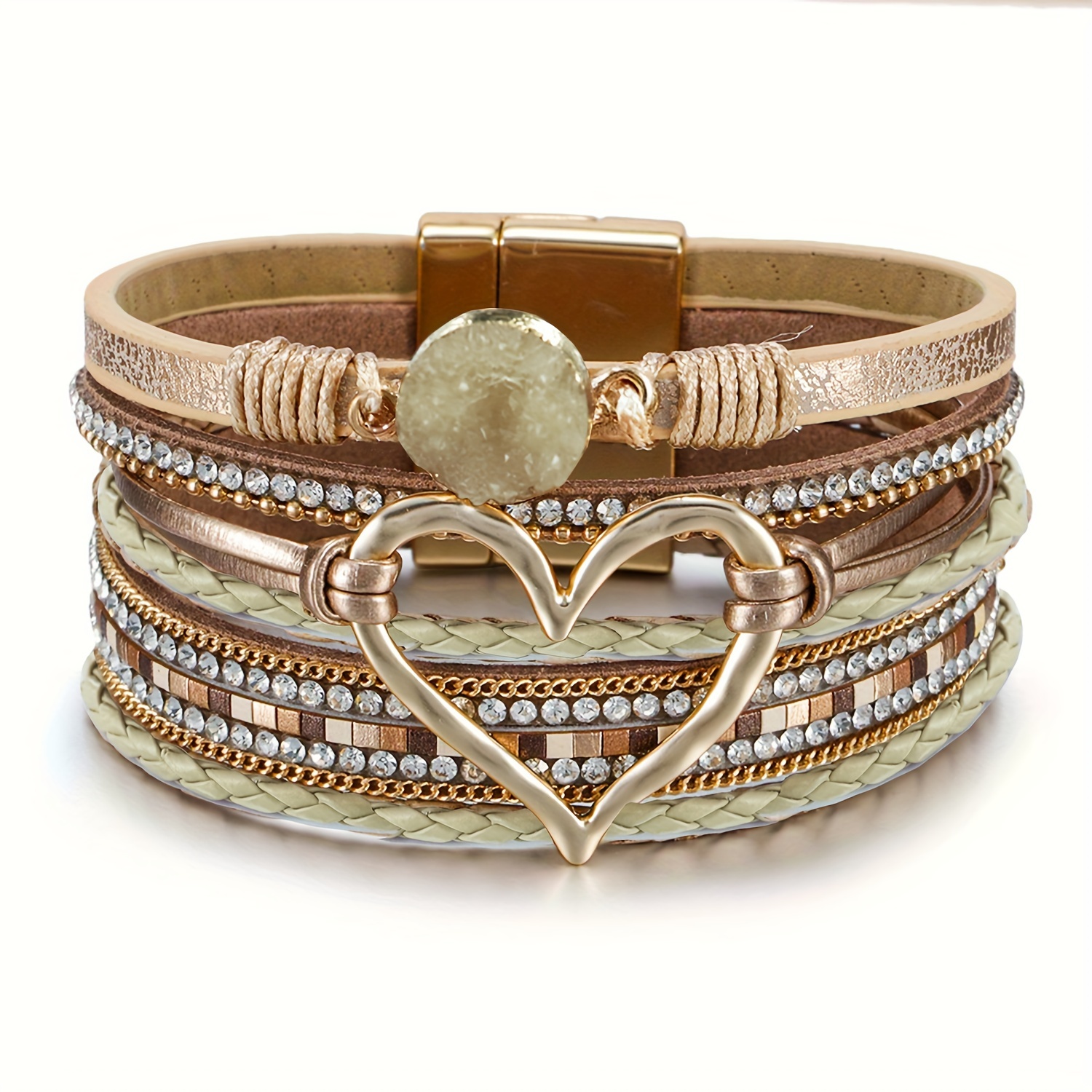 Bracelet for Women Wrap Multi-Layer Leather Bracelet Magnetic Clasp Cuff  Bangle Jewelry 