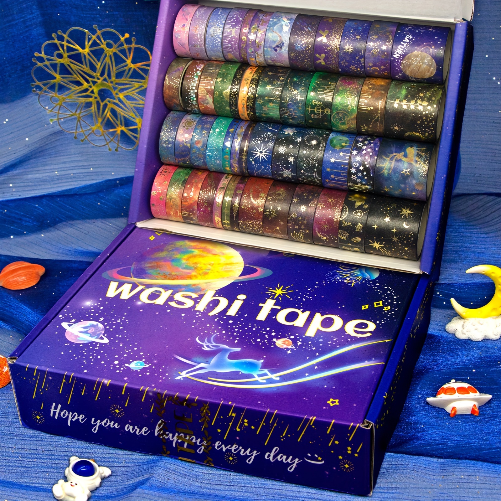 Economy Pack Washi Tape Set Golden Foil Galaxy Washi Tape - Temu