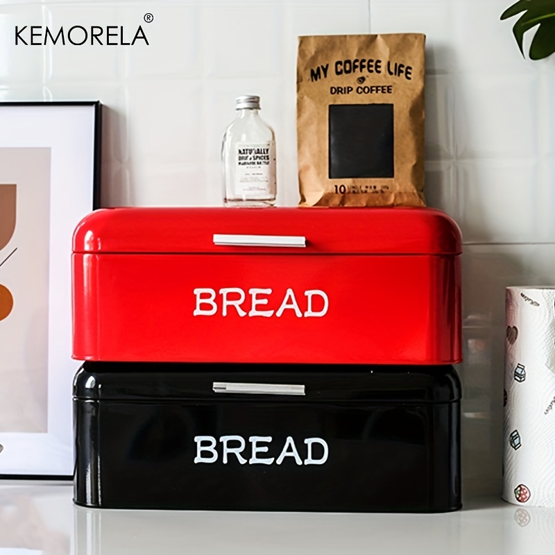 Metal Bread Box Bin with Hinged Lid Organization Farmhouse Bread Box for  Coffee