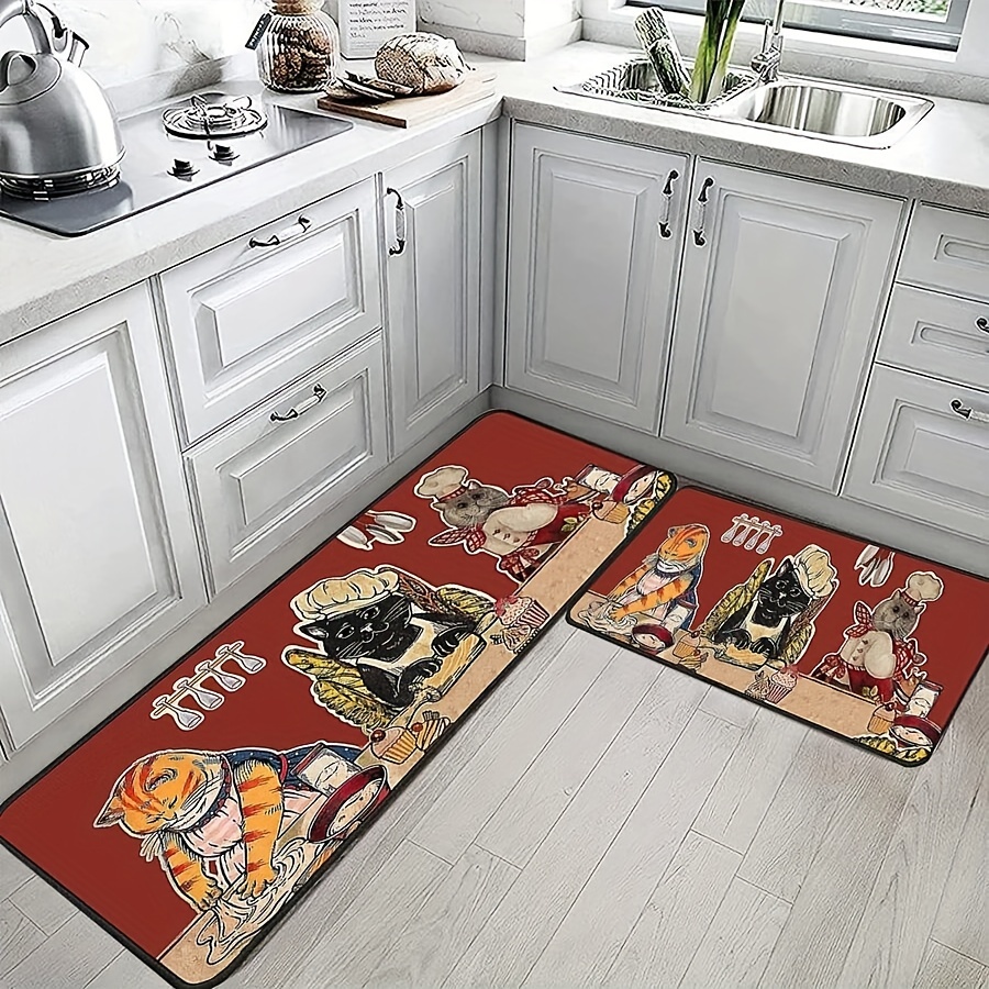 Long Strip Floor Mat Kitchen Oil-proof Mat Bathroom Absorbent Non-slip Rugs  Cartoon Floor Mat Area Carpet Rugs Living Room