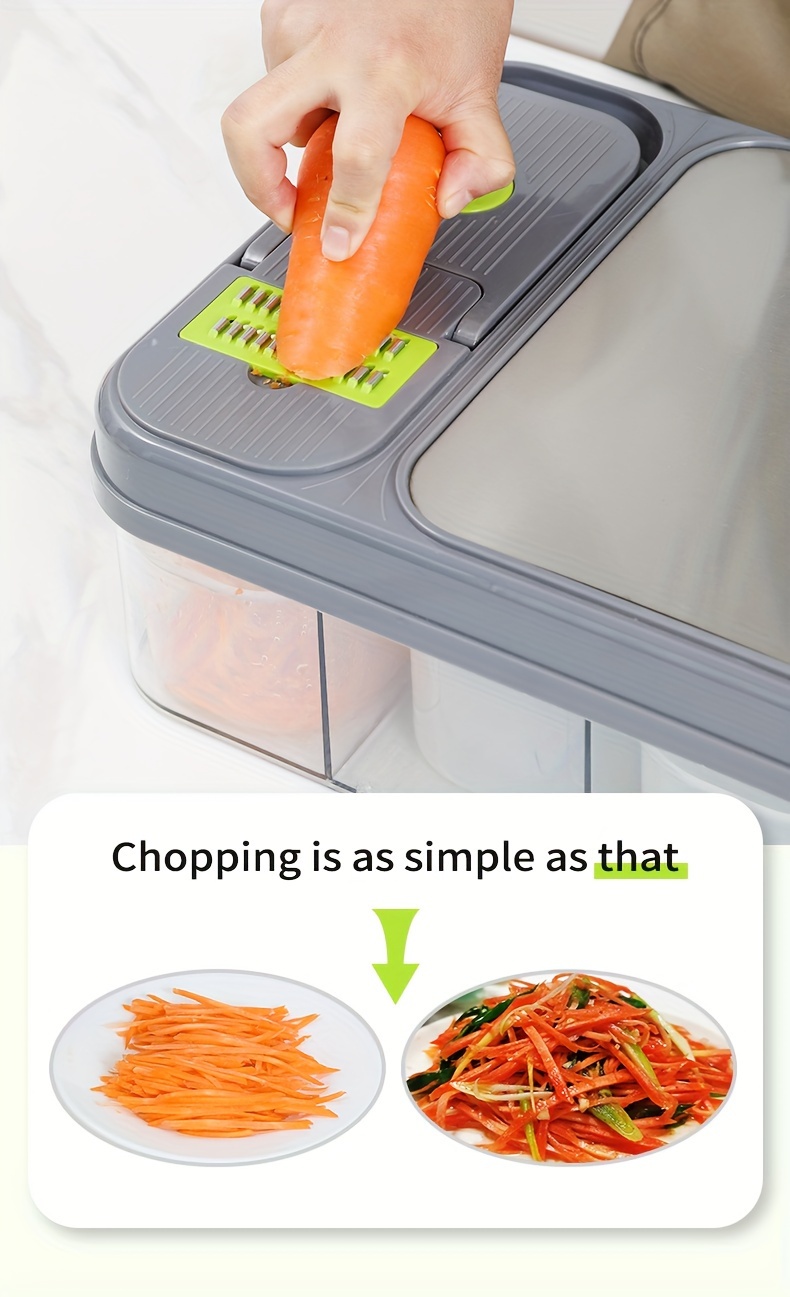 1pc vegetable chopper multifunctional fruit slicer manual food grater vegetable slicer cutter with container onion mincer chopper with multiple interchangeable blades household potato   kitchen stuff kitchen gadgets details 5