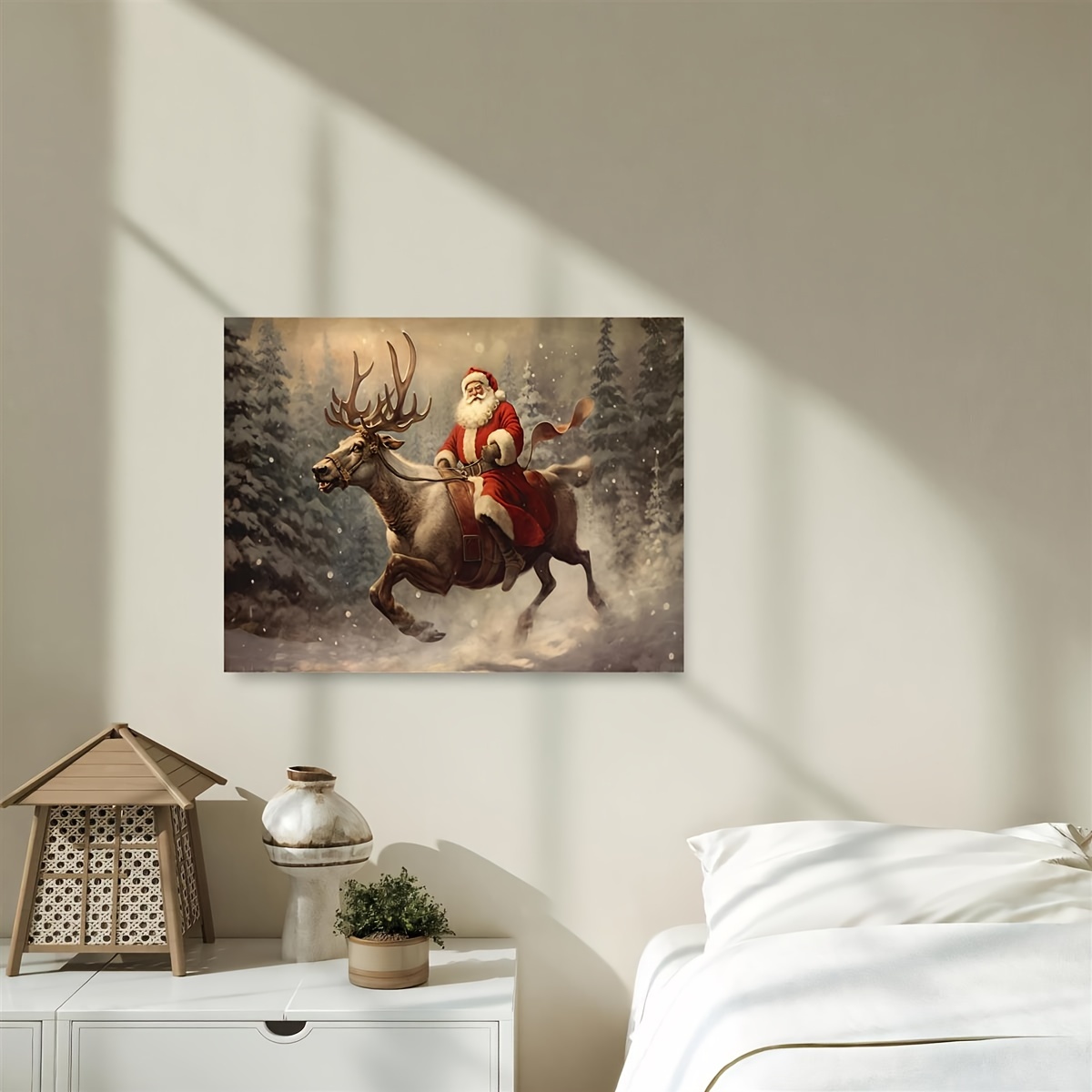 Frameless Canvas Poster Print Santa Claus Is Coming To Town - Temu