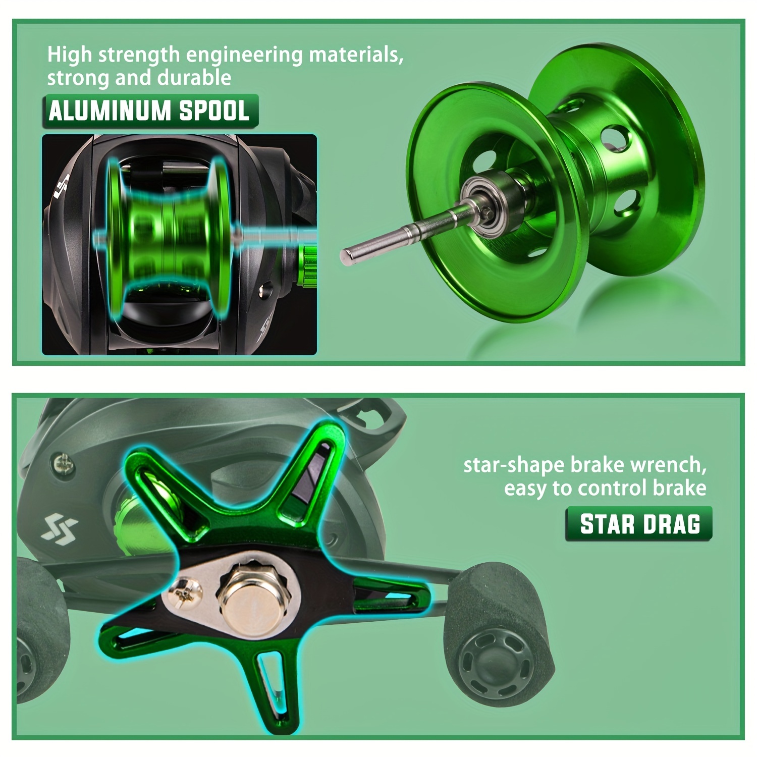 Green Bait Casting Reel Stainless Steel Fishing Reel Main - Temu