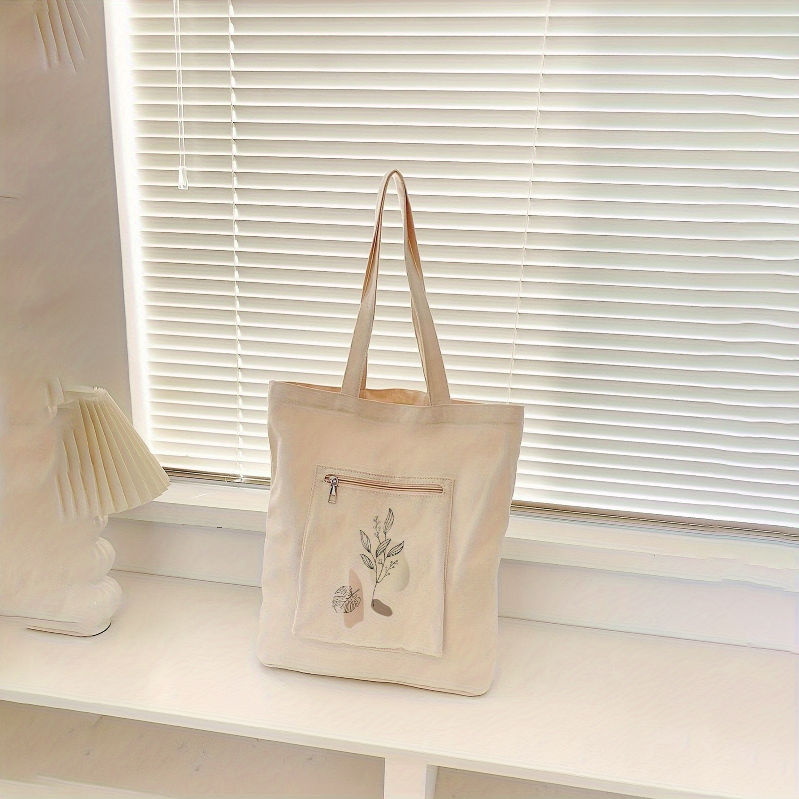 

Simple Floral Print Tote Bag, Large Capacity Shoulder Bag, Women's Casual Handbag For Travel, Beach, Shopping