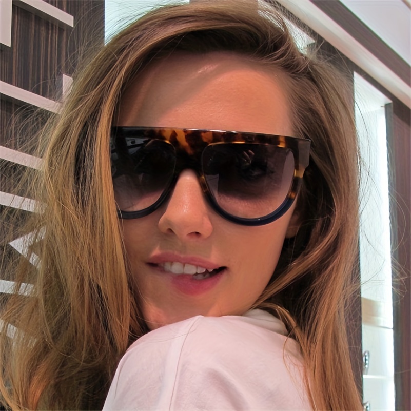 Oversized Cat Eye Sunglasses Gradient Lens Flat Top Glasses