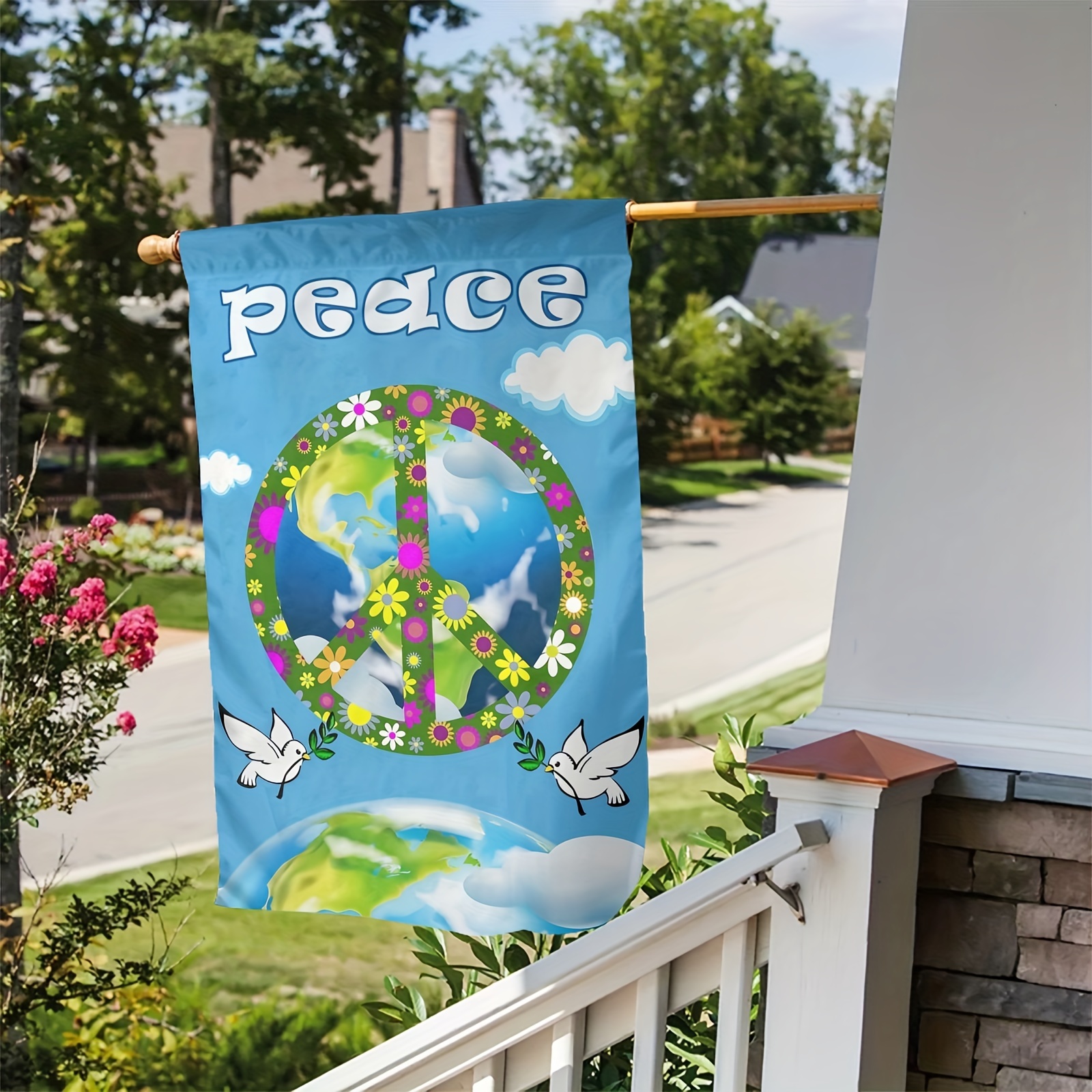 Friedensfahne, Friedenstaube Weltfriedenszeichen Symbol Flagge für Patio  Rasen Home Outdoor Dcor