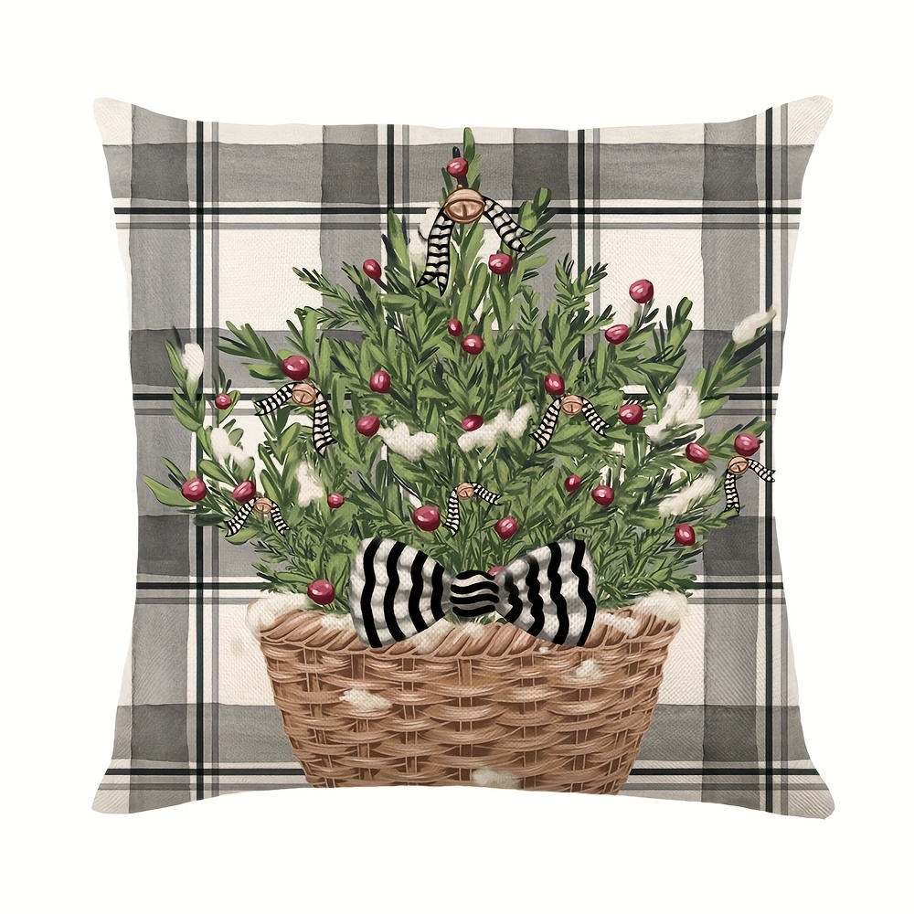 Grey Christmas Pillow Covers, Farmhouse Christmas Decorations,snowman  Reindeer Eucalyptus Truck Winter Holiday Decor Stripes Throw Cushion Cases,  For Couch Sofa Living Room Outdoor,,without Pillow Inserts - Temu