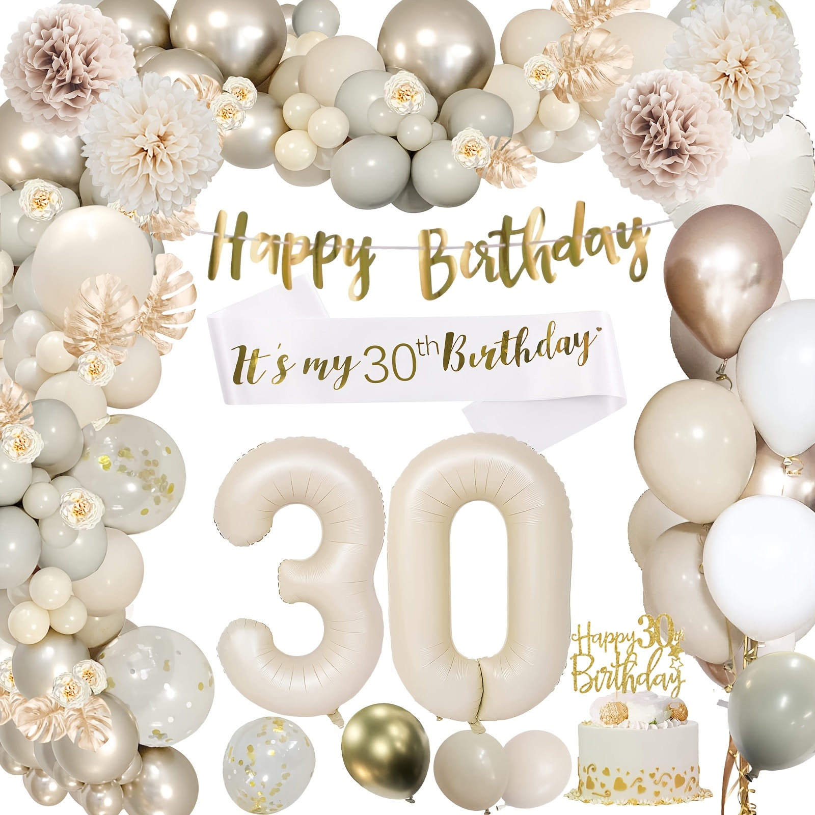 30th Birthday Decorations For Women Rose Golden Dirty 30 Balloons