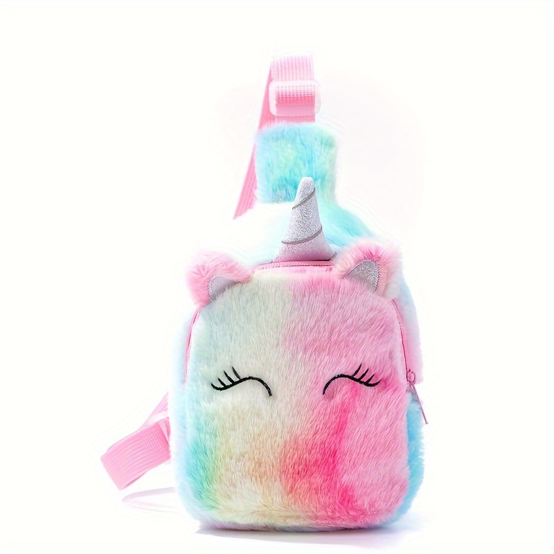 1pc Bolso Hombro Unicornio Niña Bolso Cruzado Peluche Lindo - Temu