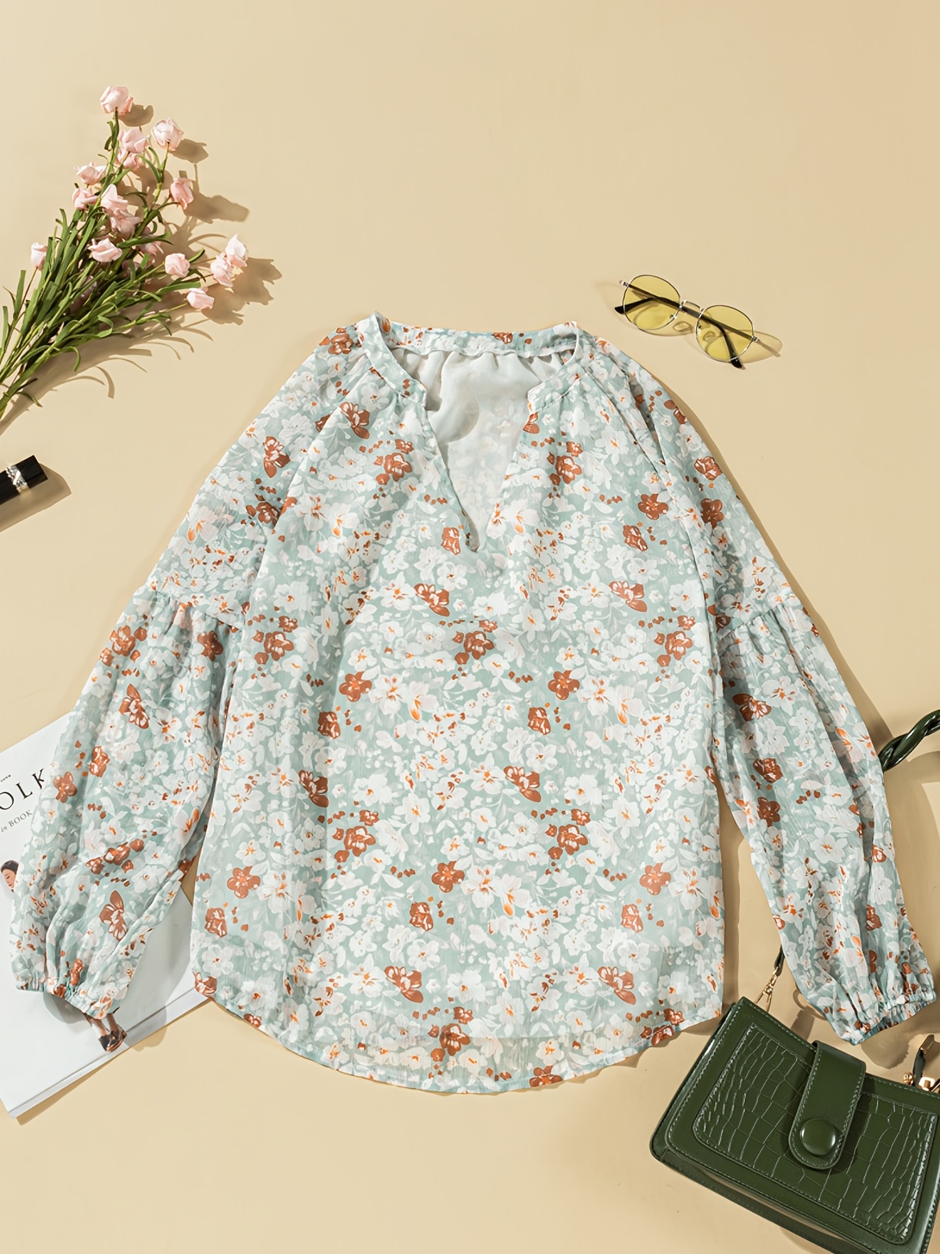 Floral Ruffled Chiffon Blouse