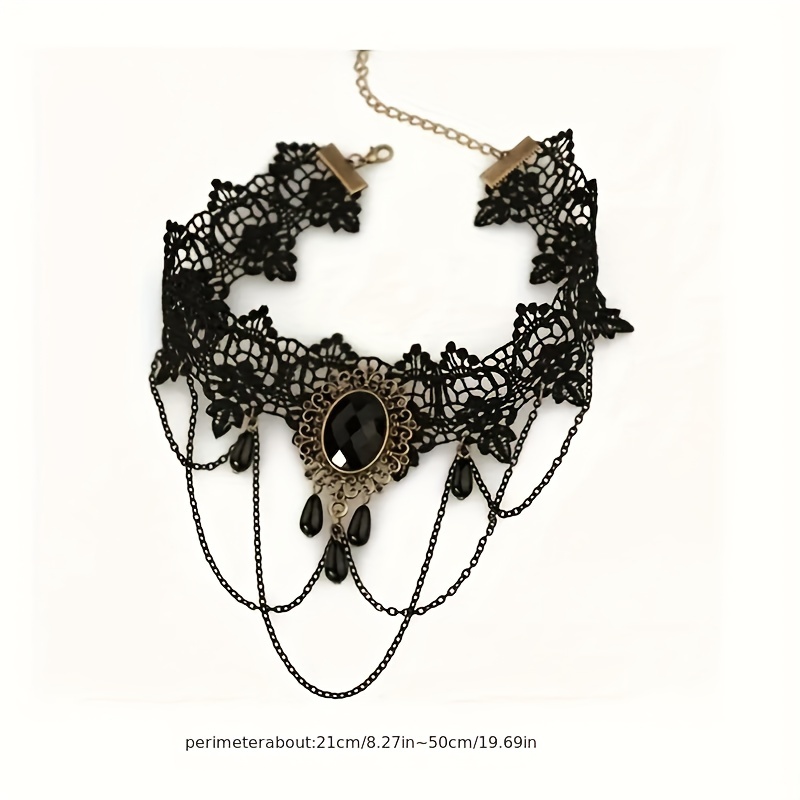 Halloween Jewelry Ladies Elegant Gothic Steampunk Lace Black - Temu